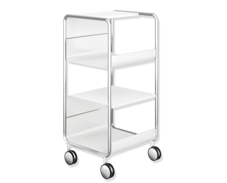 HEWI side trolley in white Side trolley in the colour white for hotels