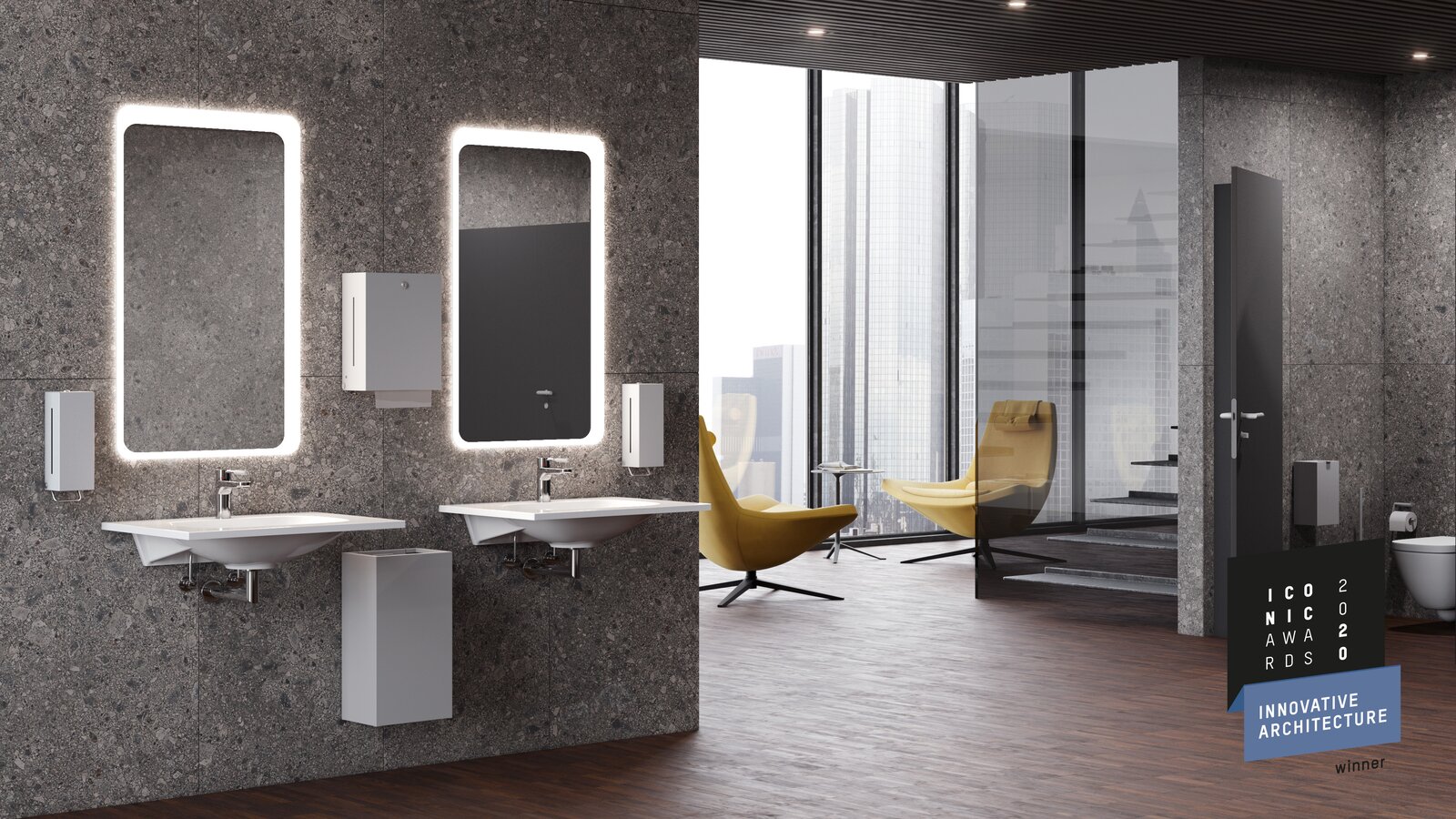 HEWI dispenser system light grey matt Iconic Award Dispenser system in the colour light grey