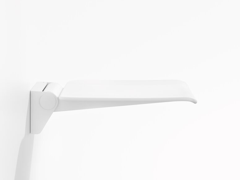 HEWI Folding seat white matt Plastic folding seat in matt white colour
