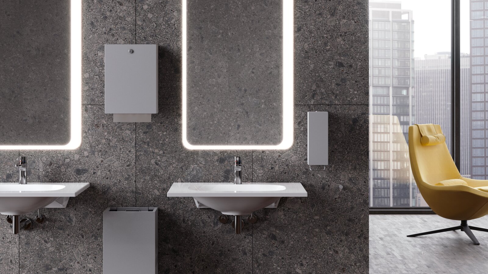 HEW dispenser systems Series 900 stainless steel Public washing area